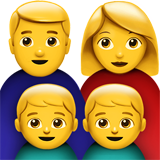 How emoji family: man, woman, boy, boy displayed on Apple