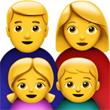 How emoji family: man, woman, girl, boy displayed on Apple