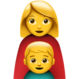 How emoji family: woman, boy displayed on Apple