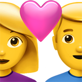 How emoji couple with heart: woman, man displayed on Apple