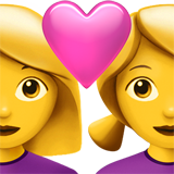 How emoji couple with heart: woman, woman displayed on Apple