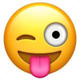 How emoji winking face with tongue displayed on Apple