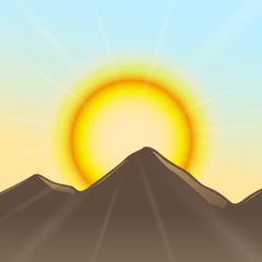 How emoji sunrise over mountains displayed on Emojidex