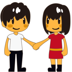 How emoji woman and man holding hands displayed on Emojidex