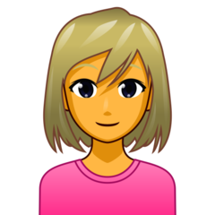 How emoji woman: blond hair displayed on Emojidex