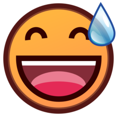 How emoji grinning face with sweat displayed on Emojidex