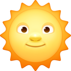 How emoji sun with face displayed on Facebook