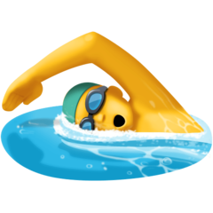 How emoji man swimming displayed on Facebook