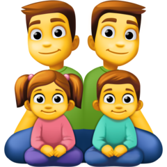 How emoji family: man, man, girl, boy displayed on Facebook