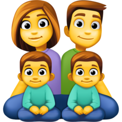 How emoji family: man, woman, boy, boy displayed on Facebook