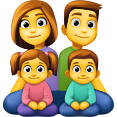 How emoji family: man, woman, girl, boy displayed on Facebook