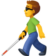 How emoji man with white cane displayed on Facebook