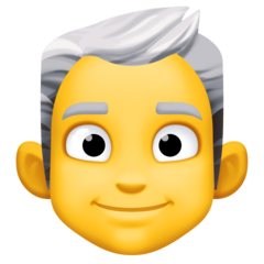 How emoji man: white hair displayed on Facebook