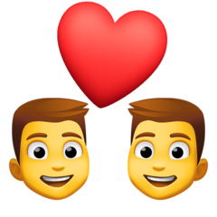 How emoji couple with heart: man, man displayed on Facebook