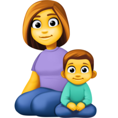 How emoji family: woman, boy displayed on Facebook