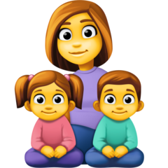 How emoji family: woman, girl, boy displayed on Facebook