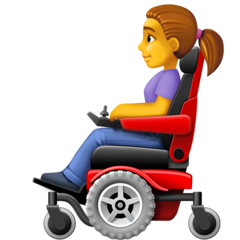 How emoji woman in motorized wheelchair displayed on Facebook