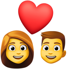 How emoji couple with heart: woman, man displayed on Facebook