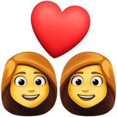 How emoji couple with heart: woman, woman displayed on Facebook