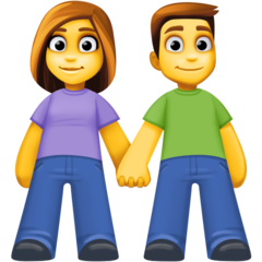 How emoji woman and man holding hands displayed on Facebook