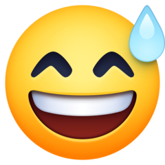 How emoji grinning face with sweat displayed on Facebook