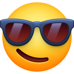 How emoji smiling face with sunglasses displayed on Facebook