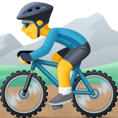 How emoji person mountain biking displayed on Facebook