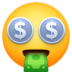 How emoji money-mouth face displayed on Facebook