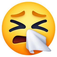 How emoji sneezing face displayed on Facebook