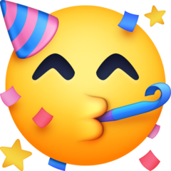 How emoji partying face displayed on Facebook