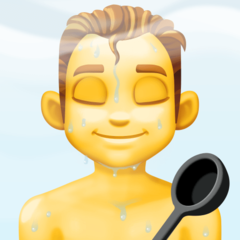 How emoji man in steamy room displayed on Facebook