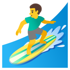 How emoji man surfing displayed on Google