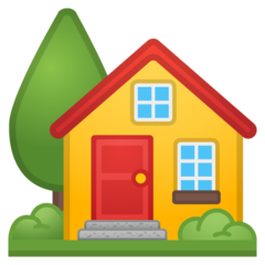 How emoji house with garden displayed on Google