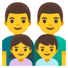 How emoji family: man, man, girl, boy displayed on Google