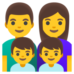 How emoji family: man, woman, boy, boy displayed on Google