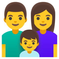 How emoji family: man, woman, boy displayed on Google