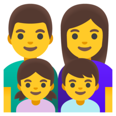 How emoji family: man, woman, girl, boy displayed on Google