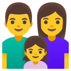 How emoji family: man, woman, girl displayed on Google