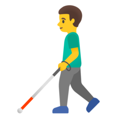 How emoji man with white cane displayed on Google