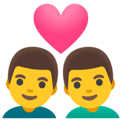 How emoji couple with heart: man, man displayed on Google