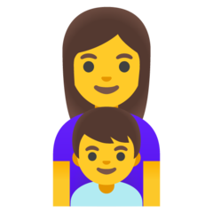 How emoji family: woman, boy displayed on Google