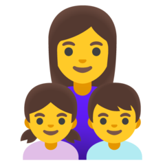 How emoji family: woman, girl, boy displayed on Google