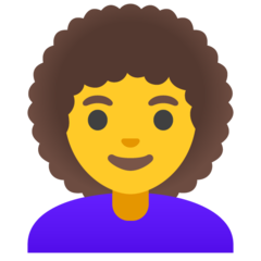 How emoji woman: curly hair displayed on Google