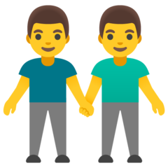 How emoji men holding hands displayed on Google