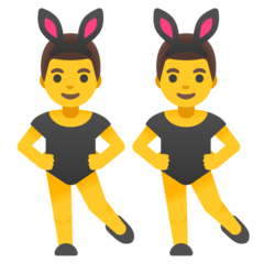 How emoji men with bunny ears displayed on Google