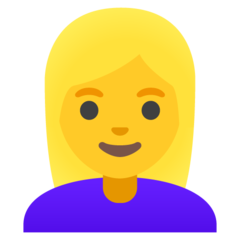 How emoji woman: blond hair displayed on Google