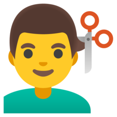 How emoji man getting haircut displayed on Google