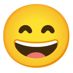 How emoji grinning face with smiling eyes displayed on Google