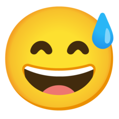 How emoji grinning face with sweat displayed on Google