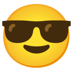 How emoji smiling face with sunglasses displayed on Google